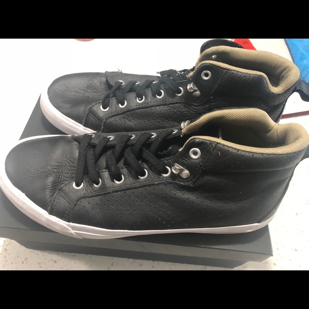 Black leather converse high tops